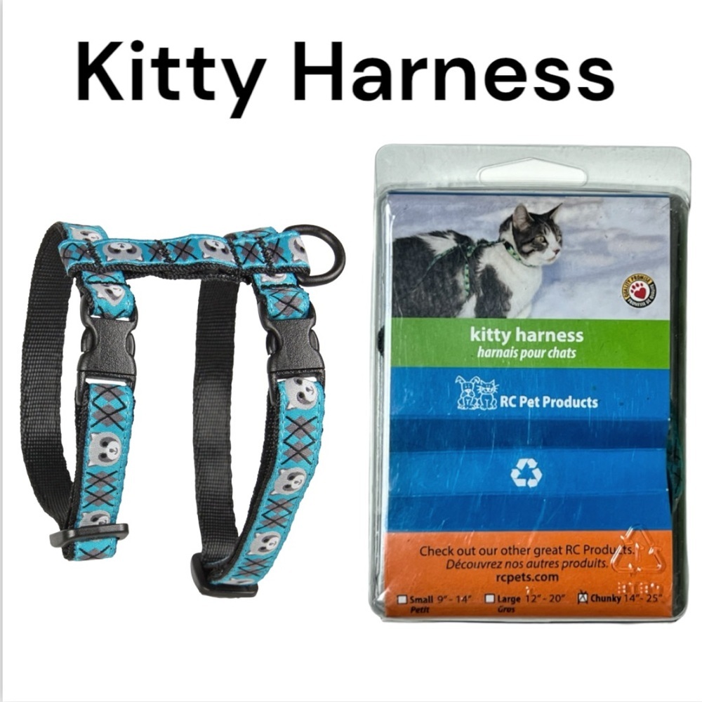 RC Pet Products 1/2" Adjustable Kitty Cat Harness, Size Chunky, Raccoon Design